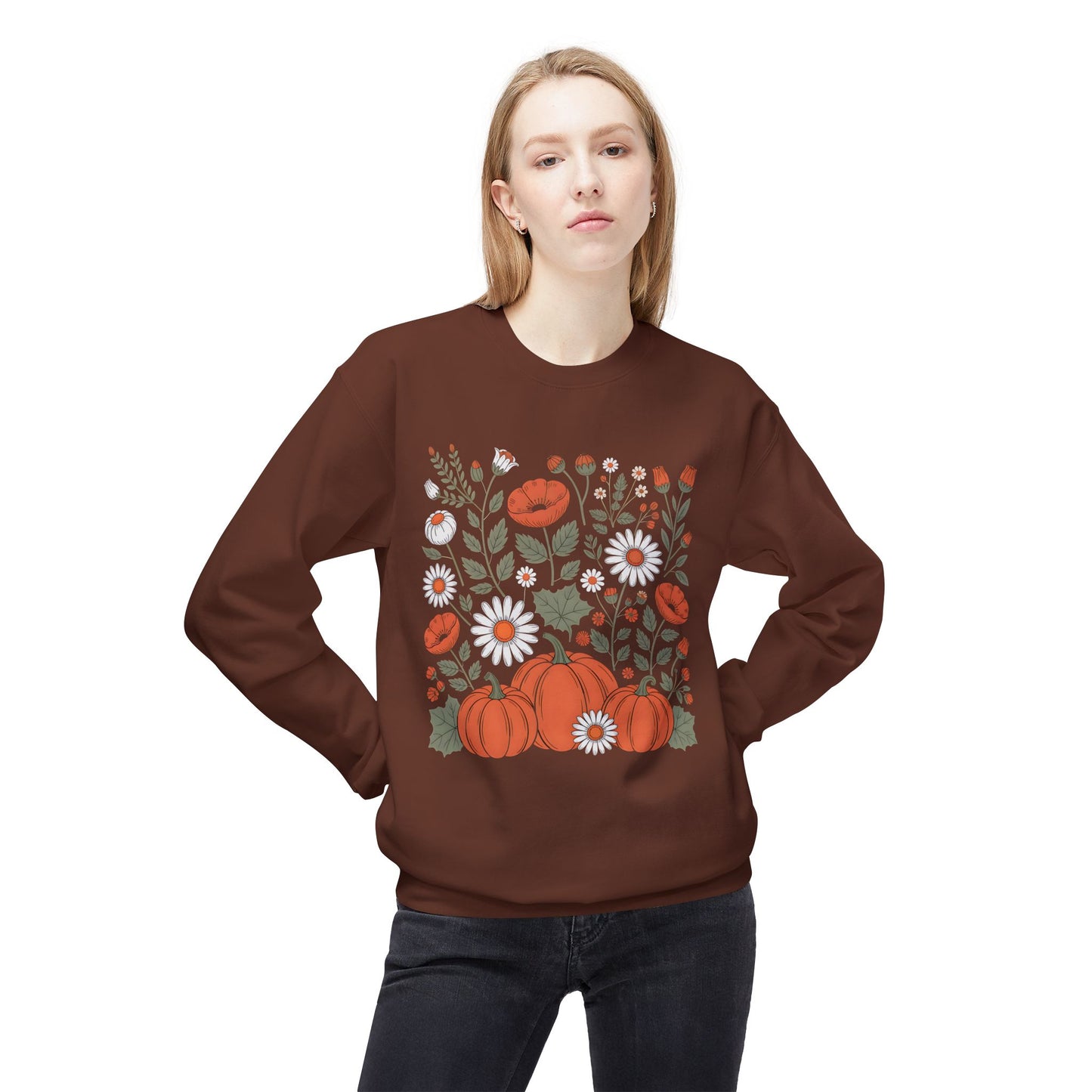 Floral pumpkins crewneck