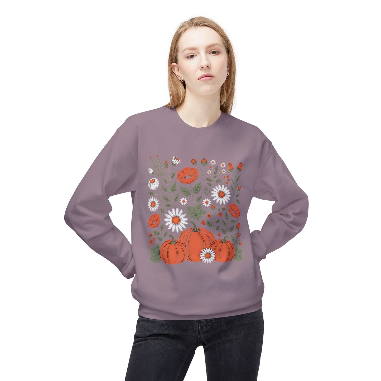 Floral pumpkins crewneck