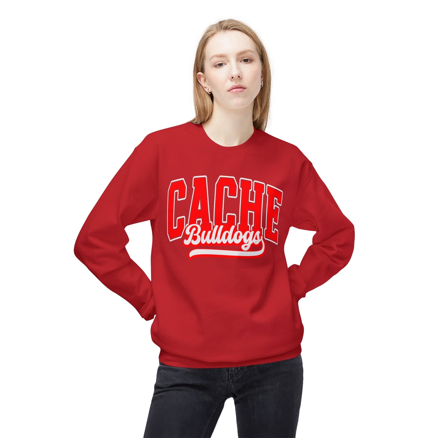 Cache Bulldogs Unisex Midweight Softstyle Fleece Crewneck Sweatshirt