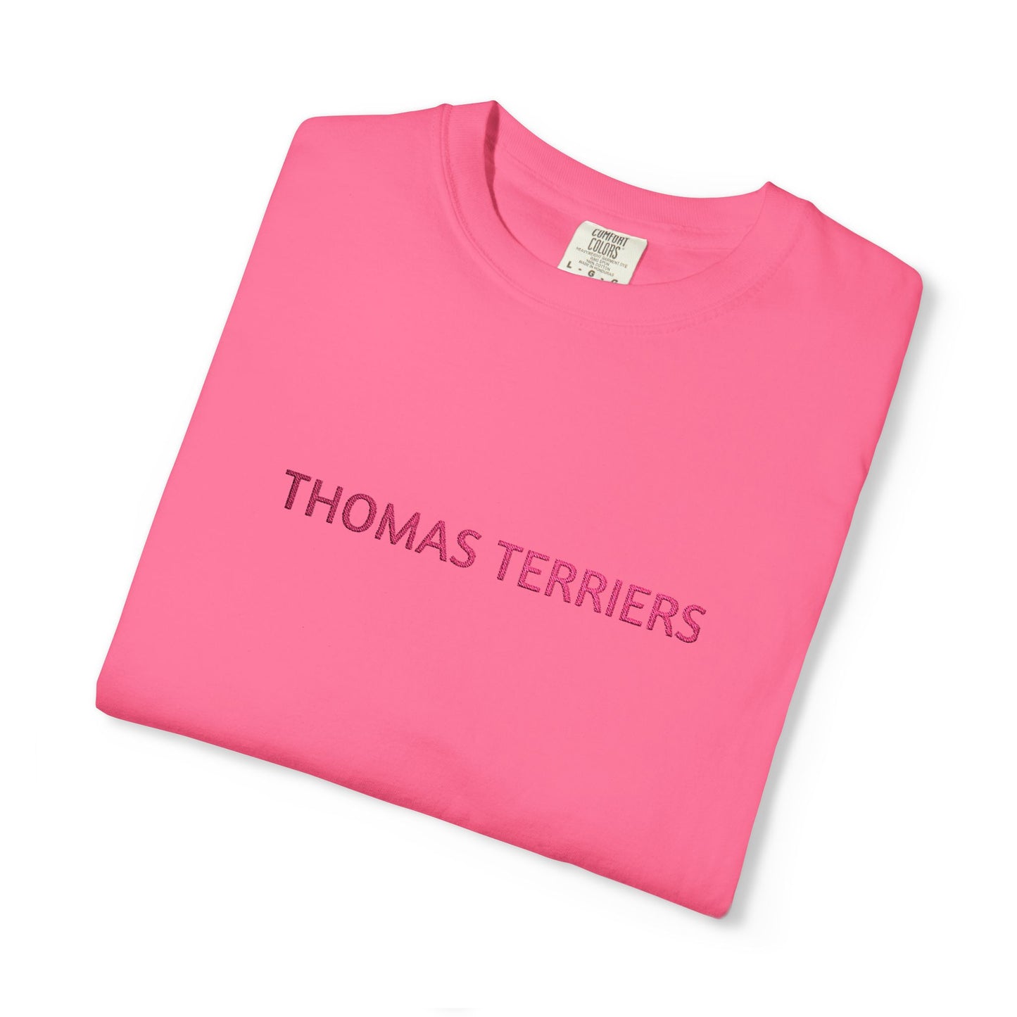 Embroidered Hot Pink Thomas Terriers Comfort Colors Tee