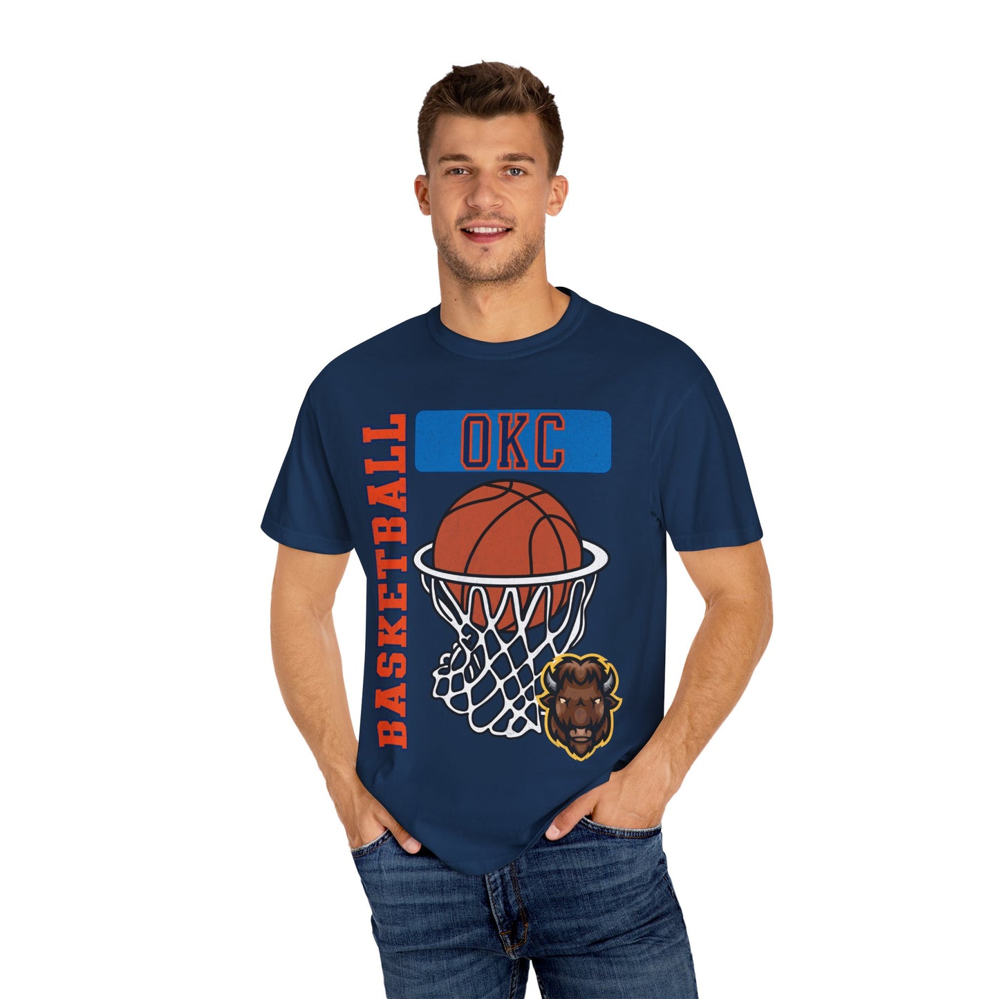 OKC Basketball Old School Style Comfort Colors Tee