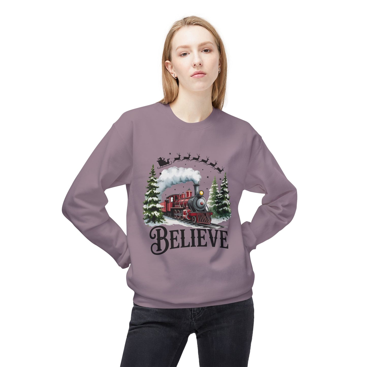 Christmas Believe Softstyle Fleece Crewneck Sweatshirt