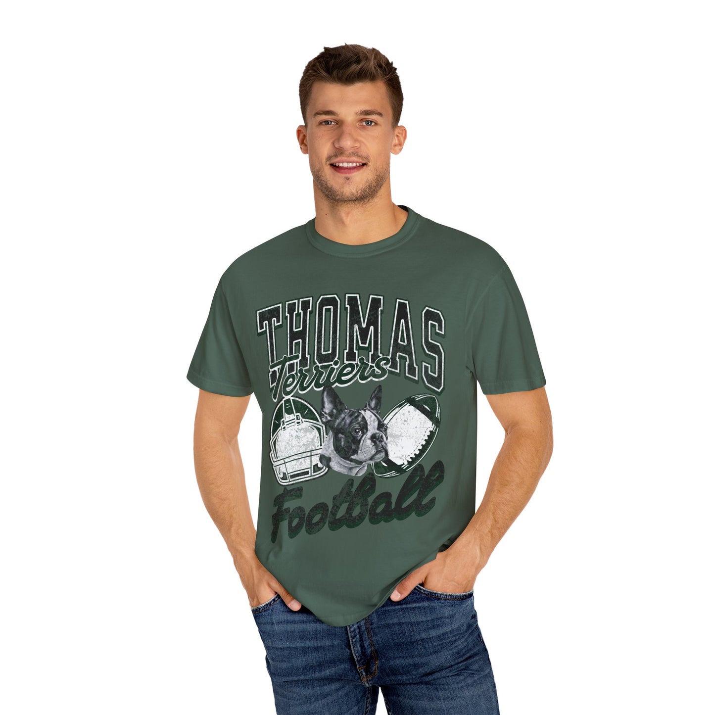 Thomas Terrier Football Comfort Colors Tee