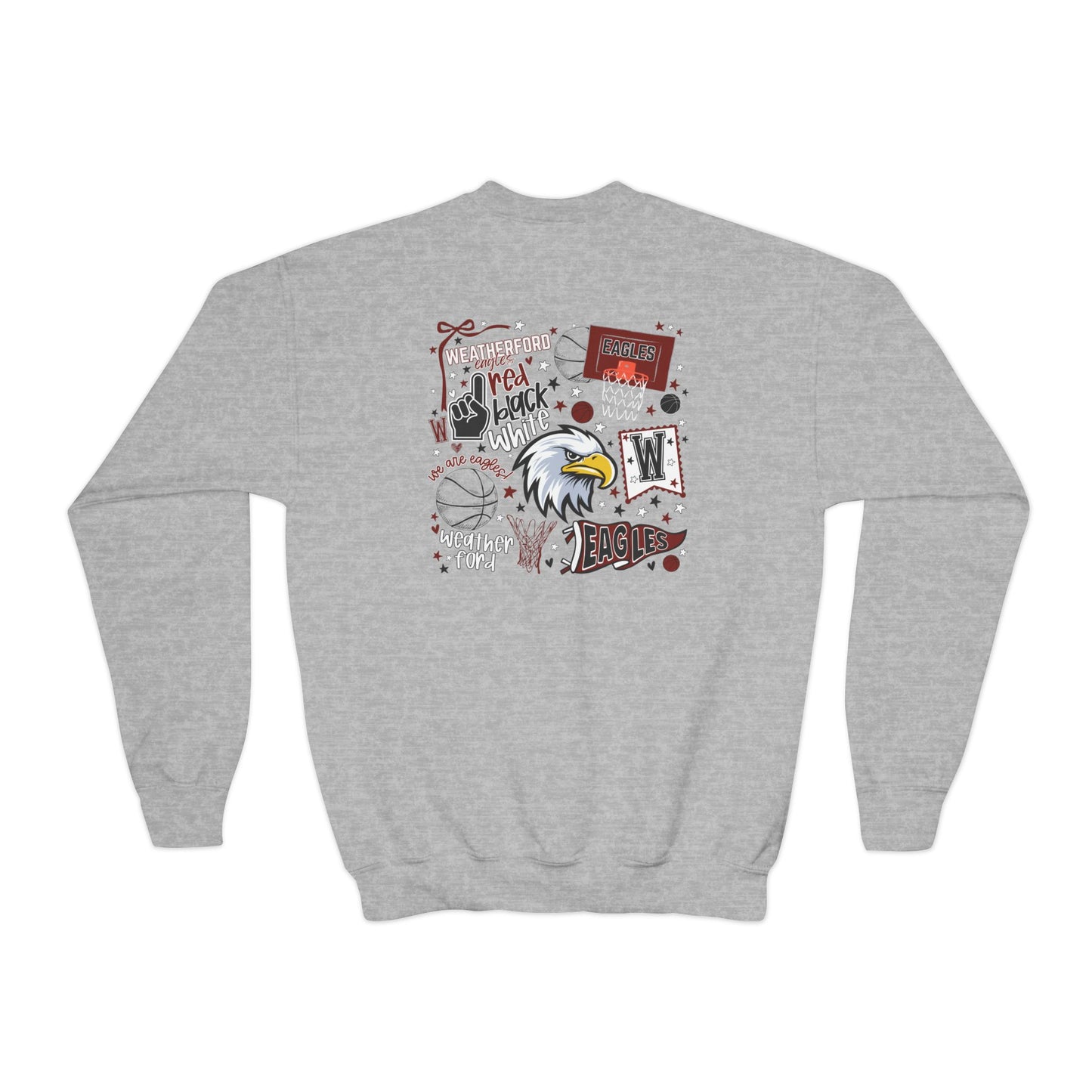 Youth Weatherford Basketball Collage Front Back Crewneck Sweatshirt