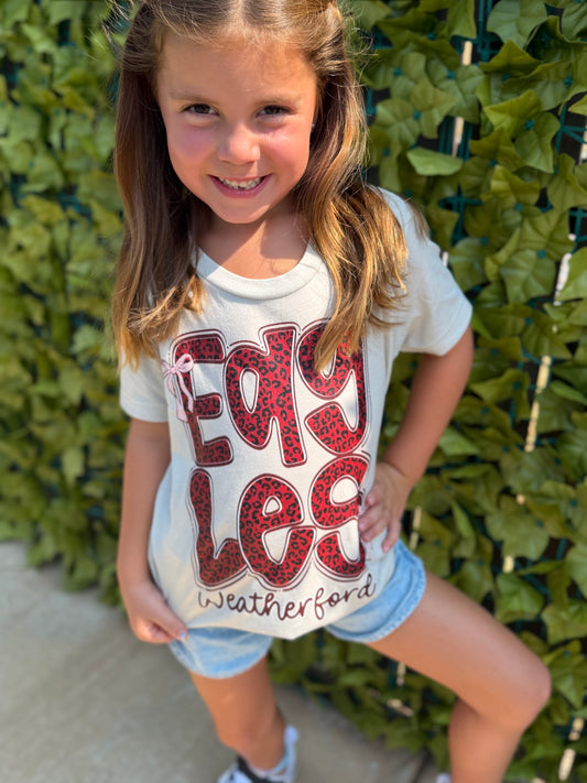 Weatherford Eagles Youth Bella Canvas Leopard TEe