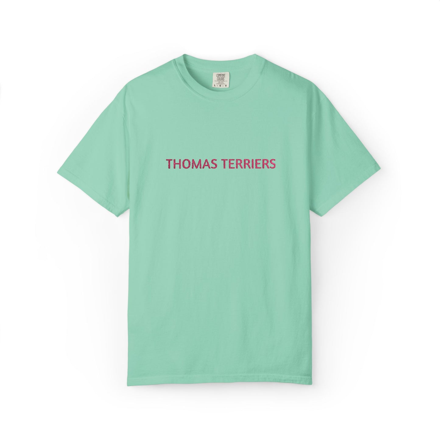 Embroidered Hot Pink Thomas Terriers Comfort Colors Tee