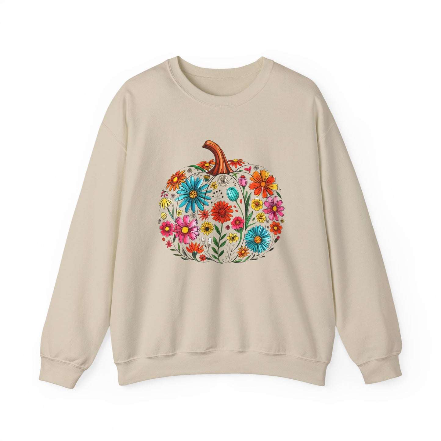 Floral pumpkin Heavy Blend™ Crewneck Sweatshirt