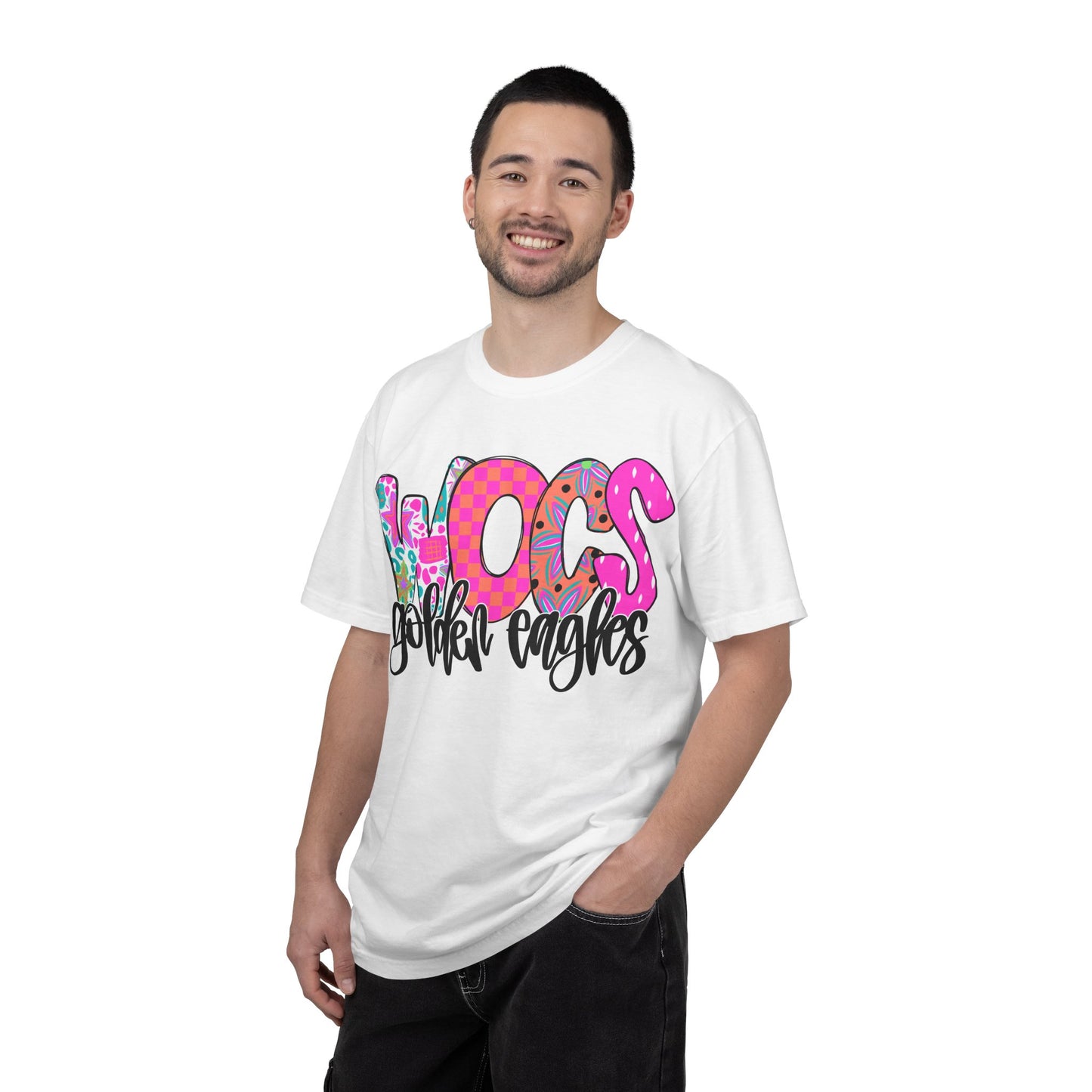 WOCS Golden Eagles Script comfort colors tee
