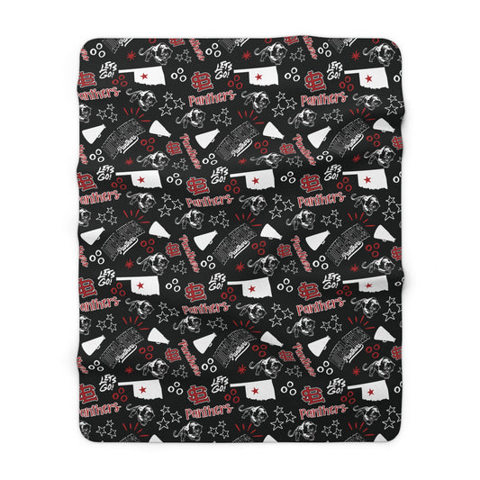 Black LS Panthers Sherpa Fleece Blanket