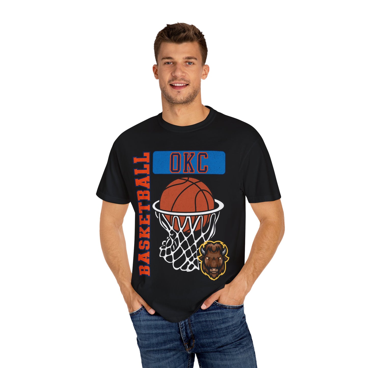 OKC Basketball Old School Style Comfort Colors Tee