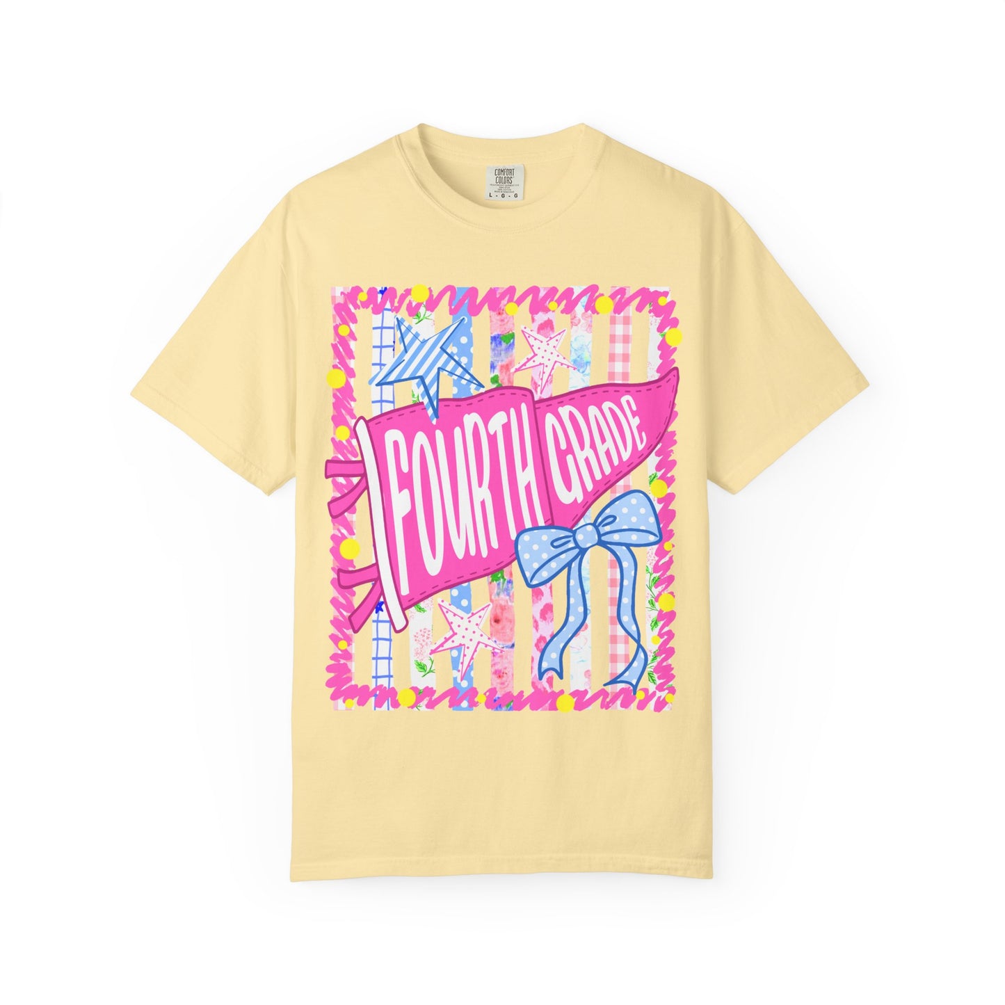 Fourth Grade Pennant Flag Stripes Comfort Colors