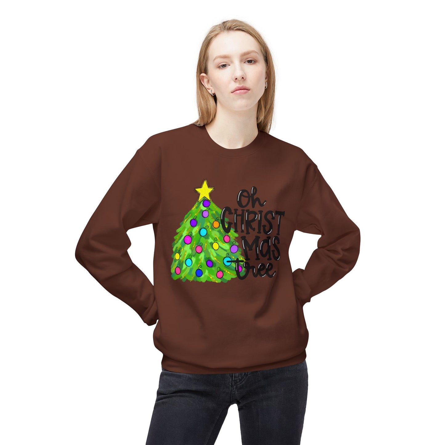 Oh Christmas Tree Unisex Midweight Softstyle Fleece Crewneck Sweatshirt