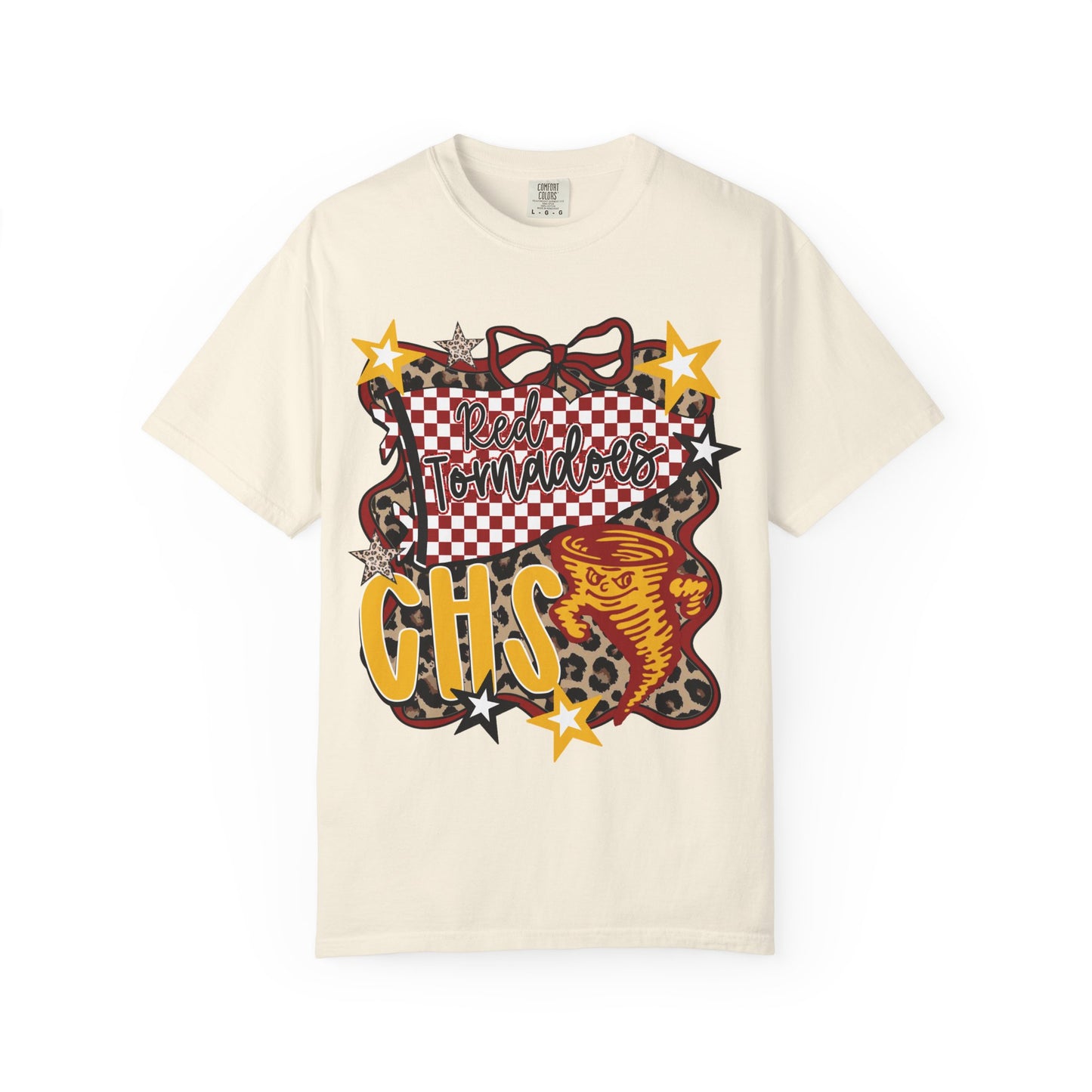 Clinton Red Tornadoes Leopard Print Comfort Colors Tee