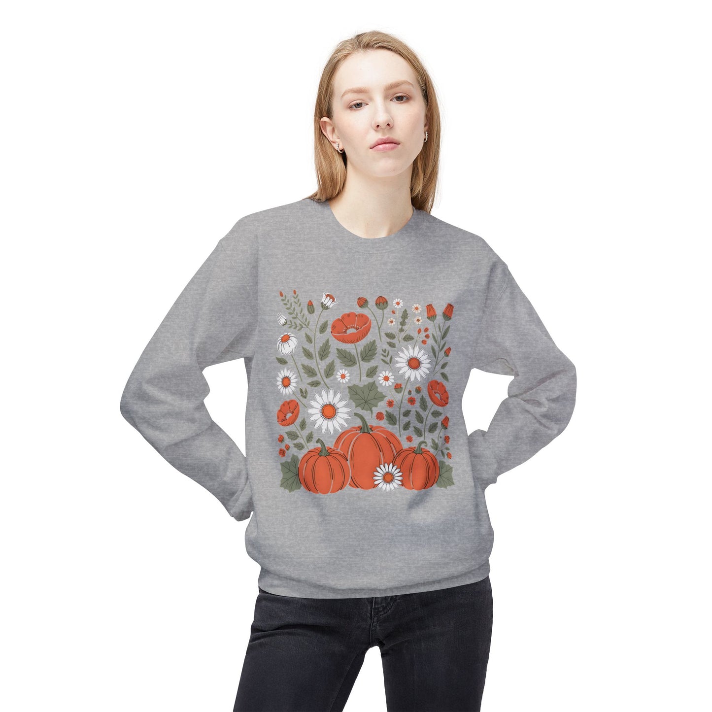 Floral pumpkins crewneck