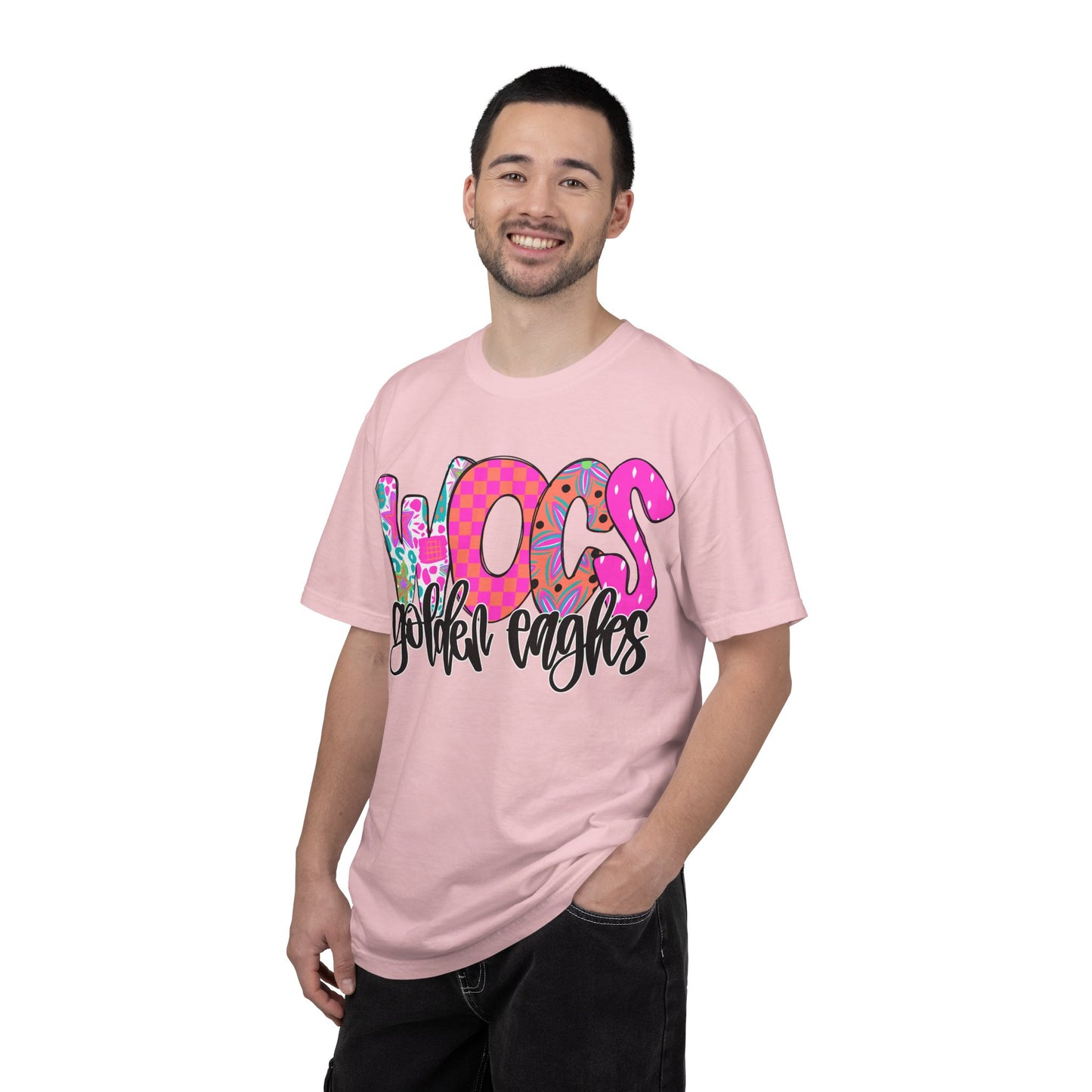 WOCS Golden Eagles Script comfort colors tee