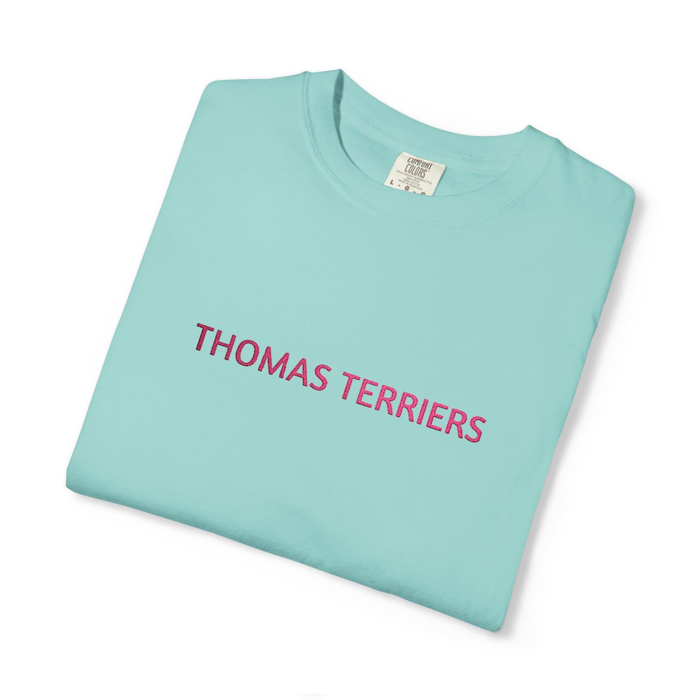 Embroidered Hot Pink Thomas Terriers Comfort Colors Tee