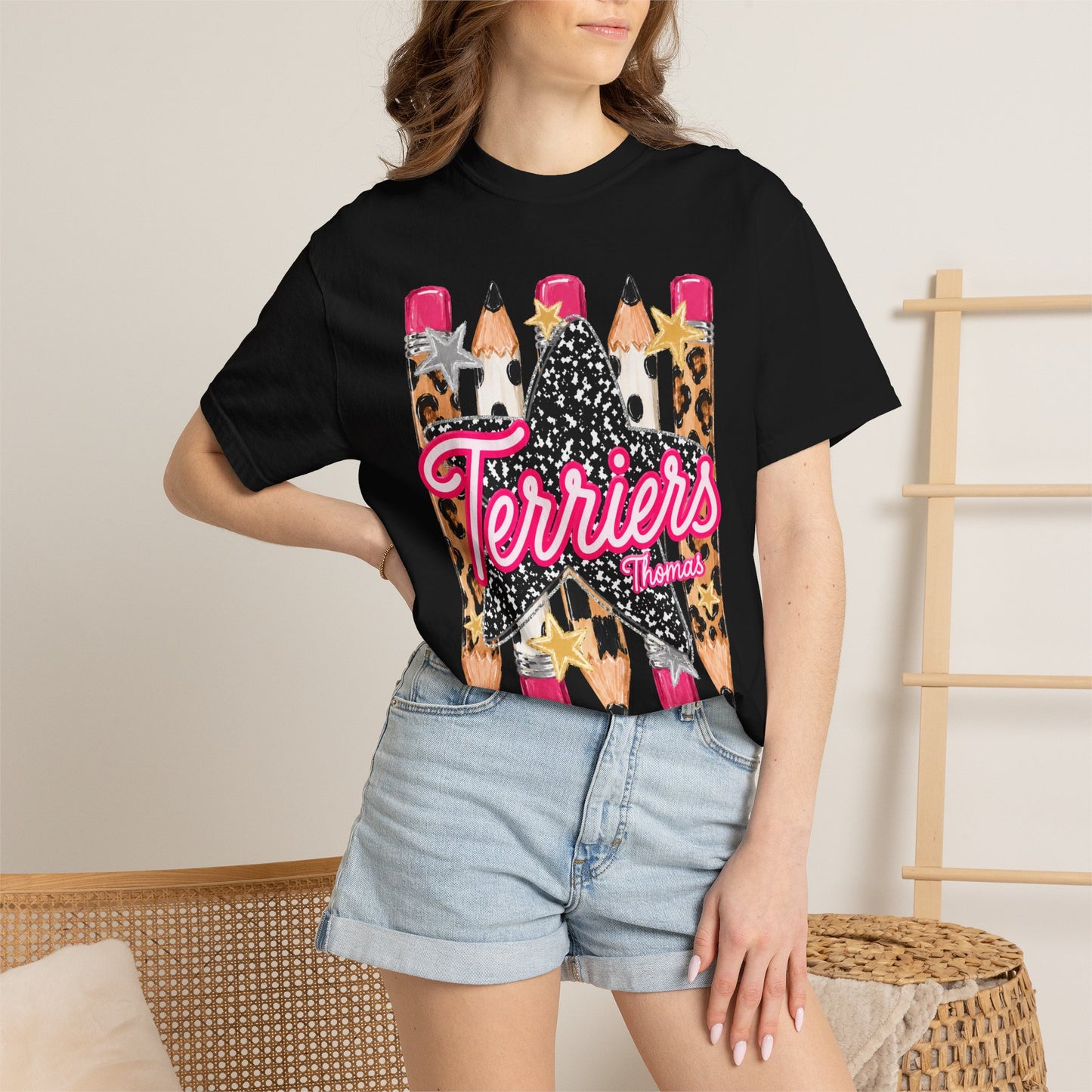 Thomas Terriers Pencil Tee Comfort Colors