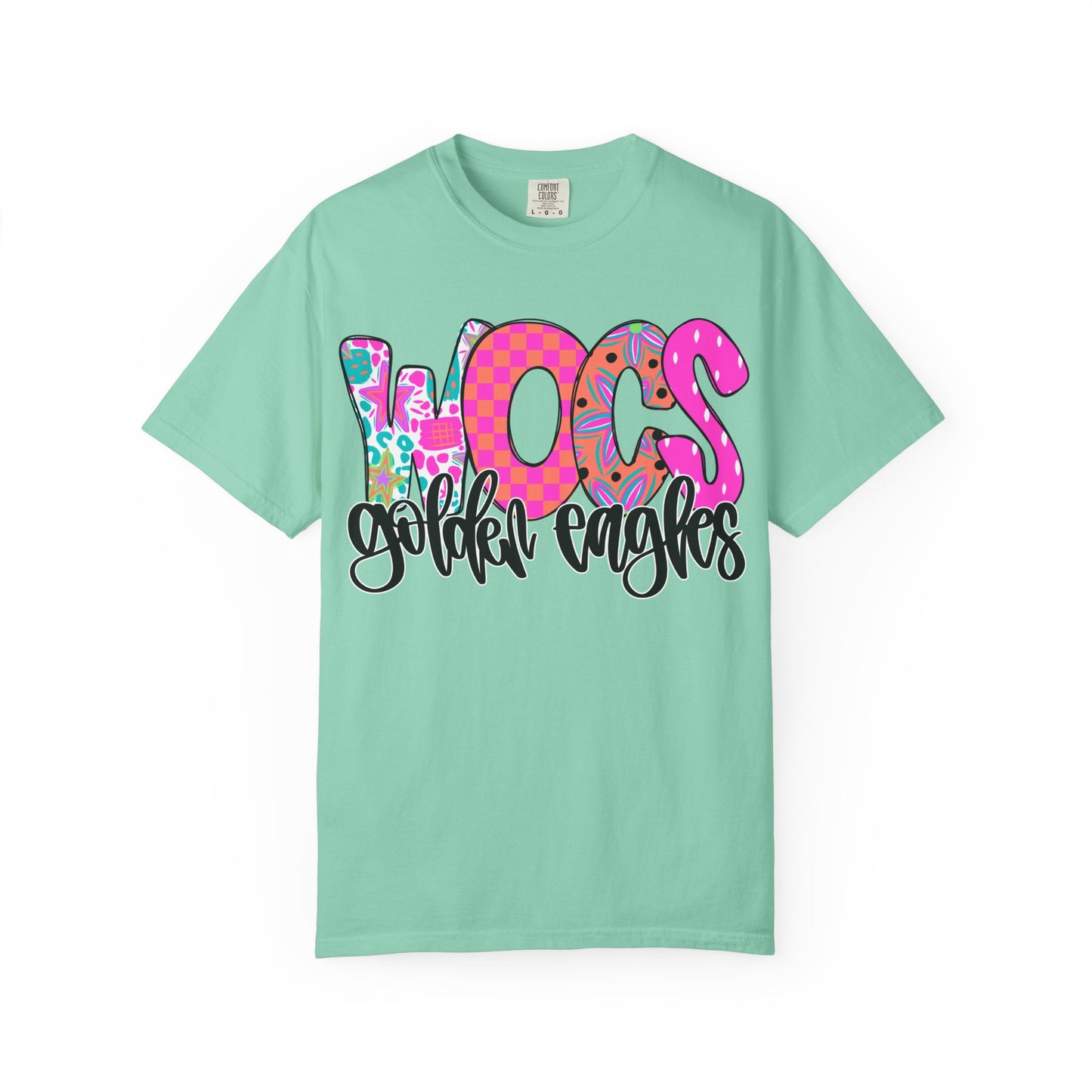 WOCS Golden Eagles Script comfort colors tee