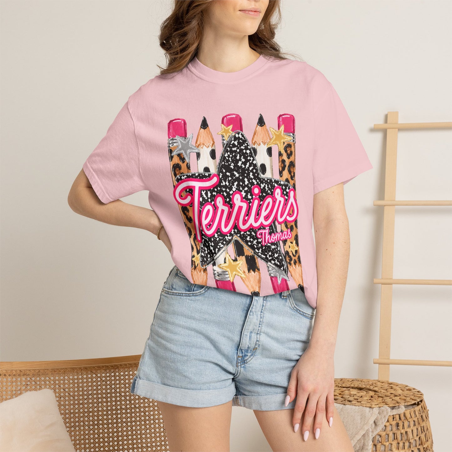 Thomas Terriers Pencil Tee Comfort Colors
