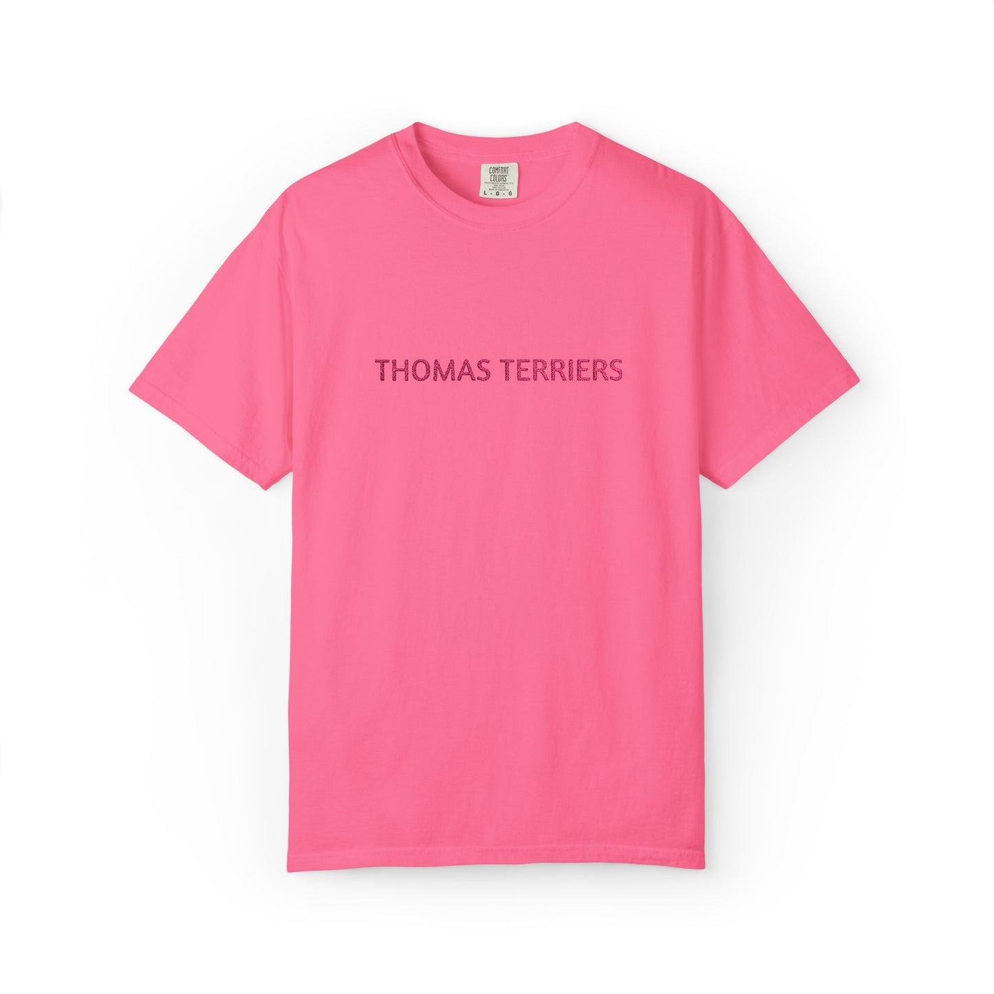 Embroidered Hot Pink Thomas Terriers Comfort Colors Tee