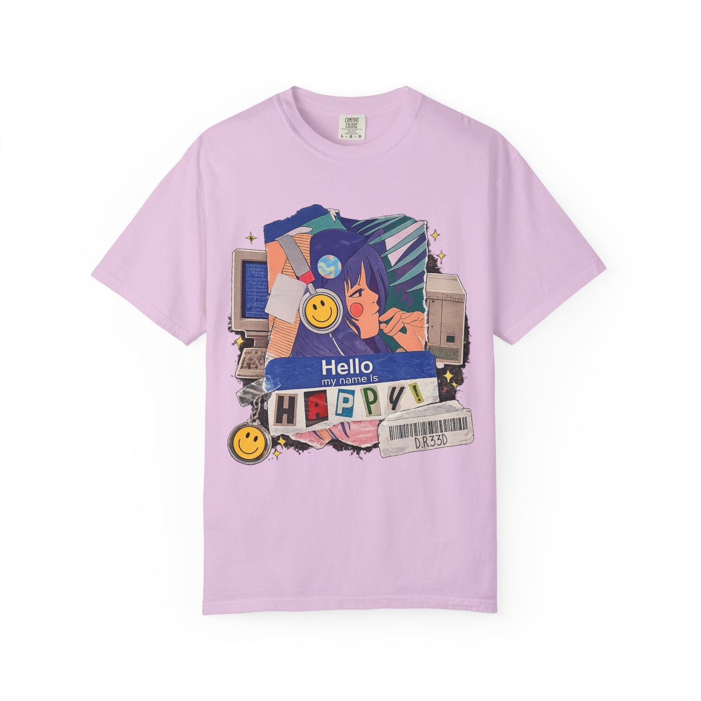 D.R33D Hello my Name is Happy Comfort Colors Front Only