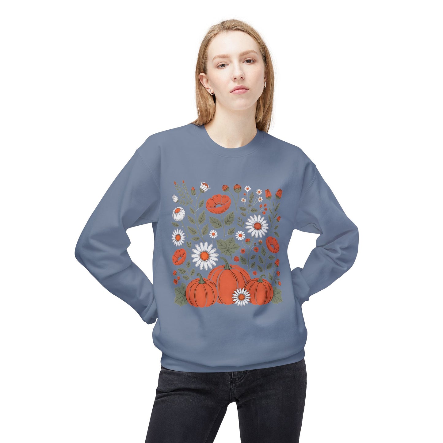 Floral pumpkins crewneck