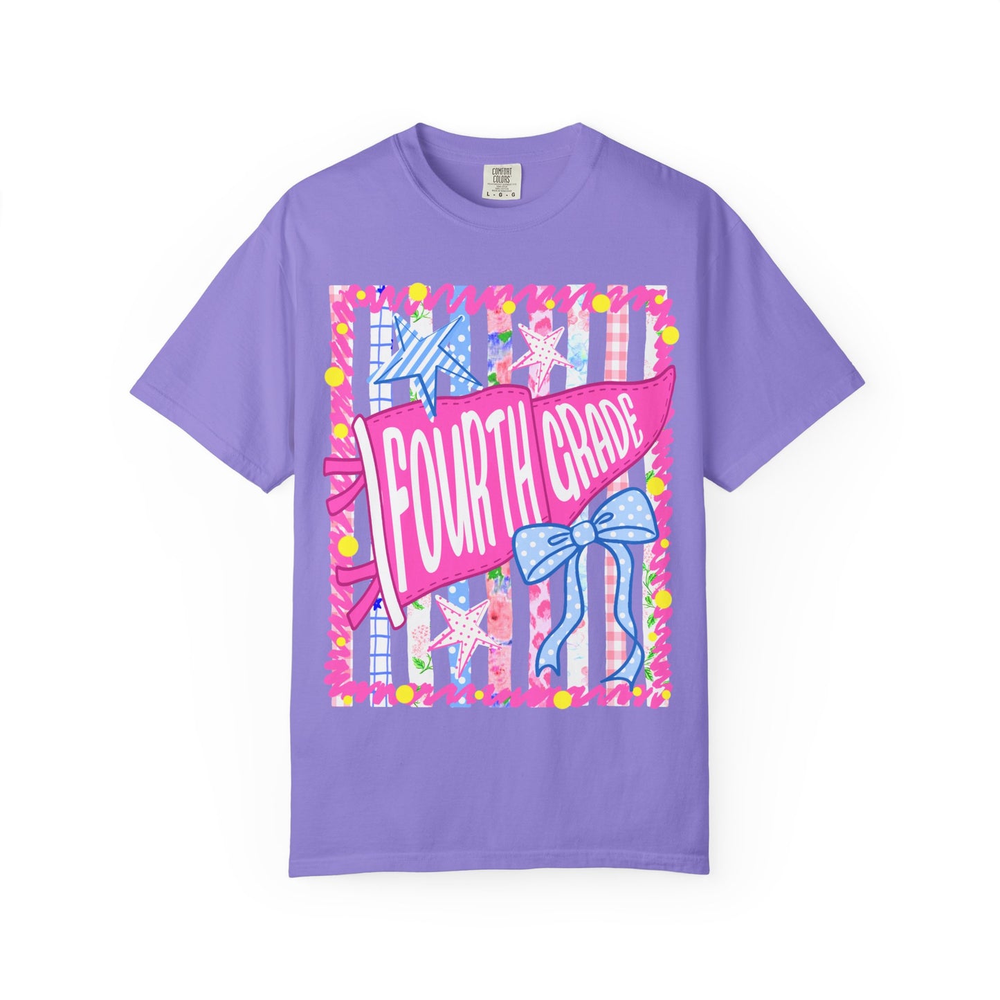 Fourth Grade Pennant Flag Stripes Comfort Colors