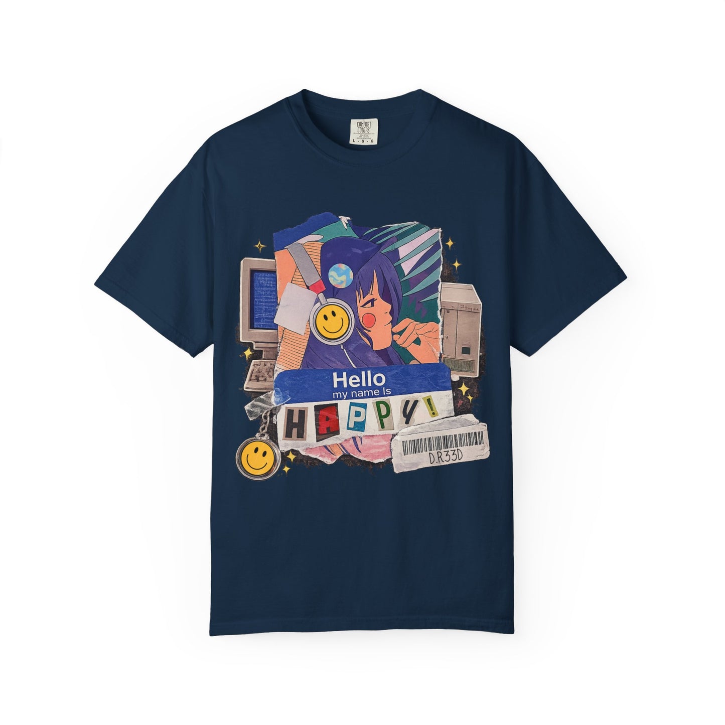 D.R33D Hello my Name is Happy Comfort Colors Front Only