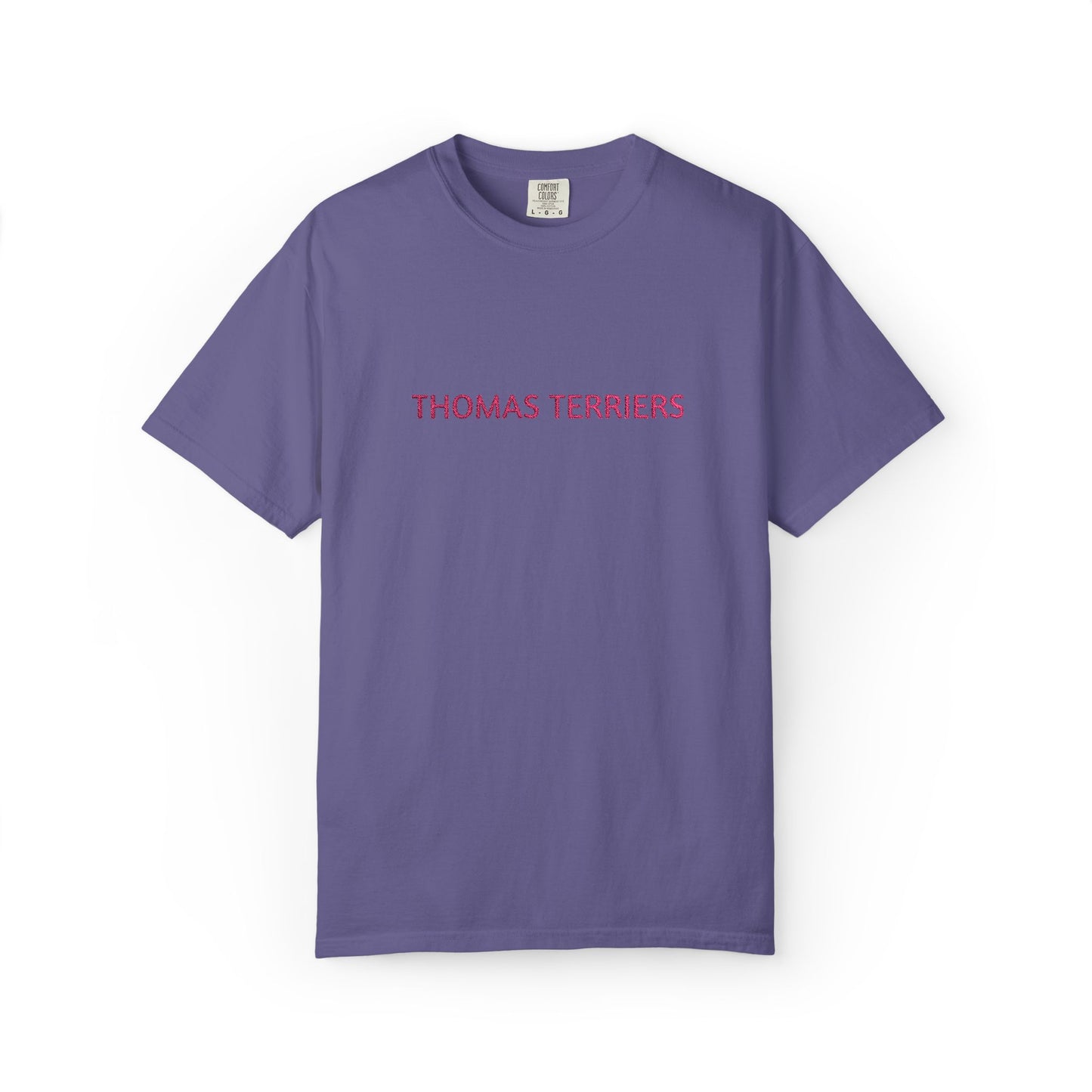 Embroidered Hot Pink Thomas Terriers Comfort Colors Tee