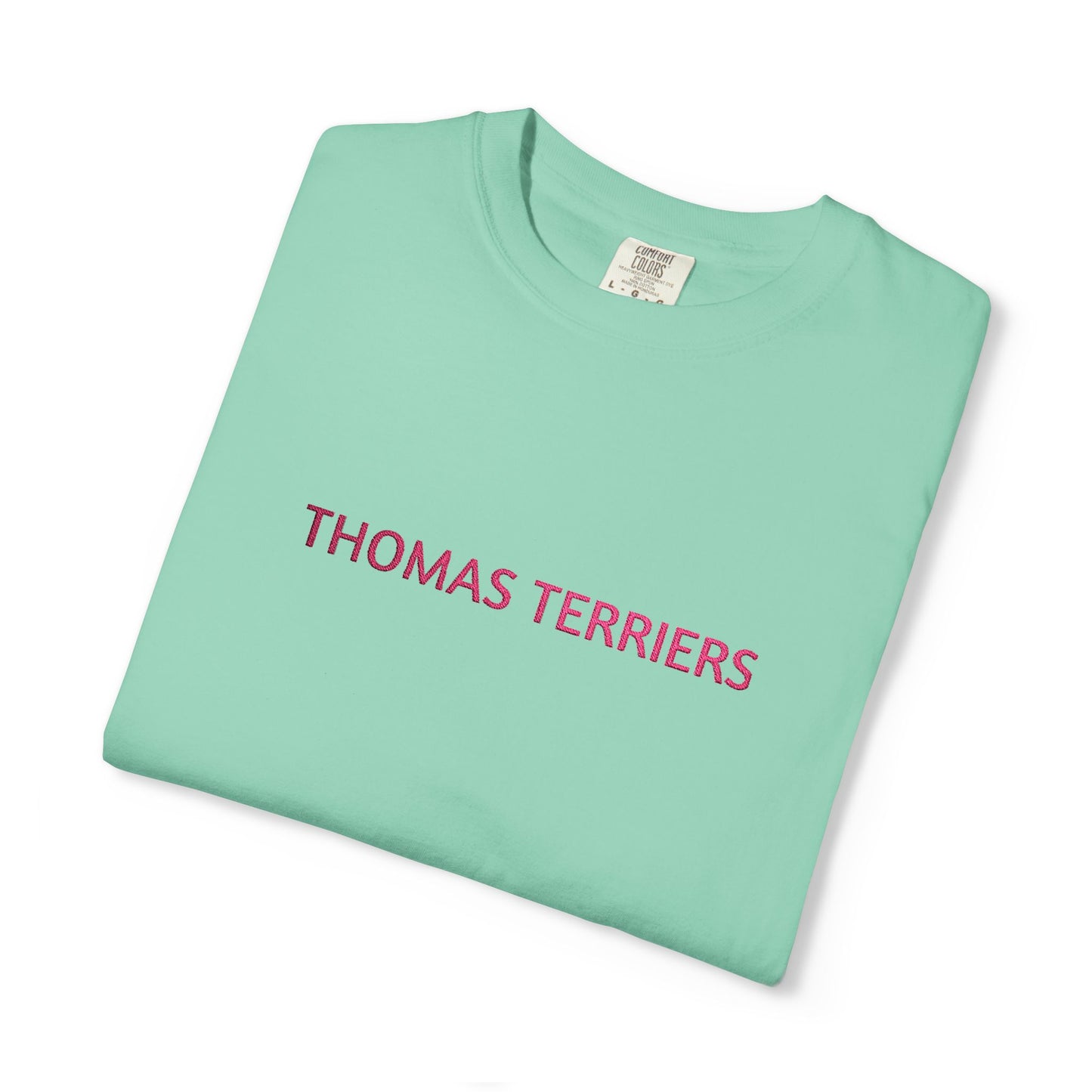 Embroidered Hot Pink Thomas Terriers Comfort Colors Tee