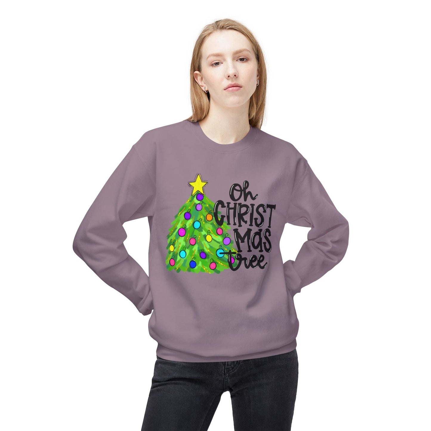 Oh Christmas Tree Unisex Midweight Softstyle Fleece Crewneck Sweatshirt