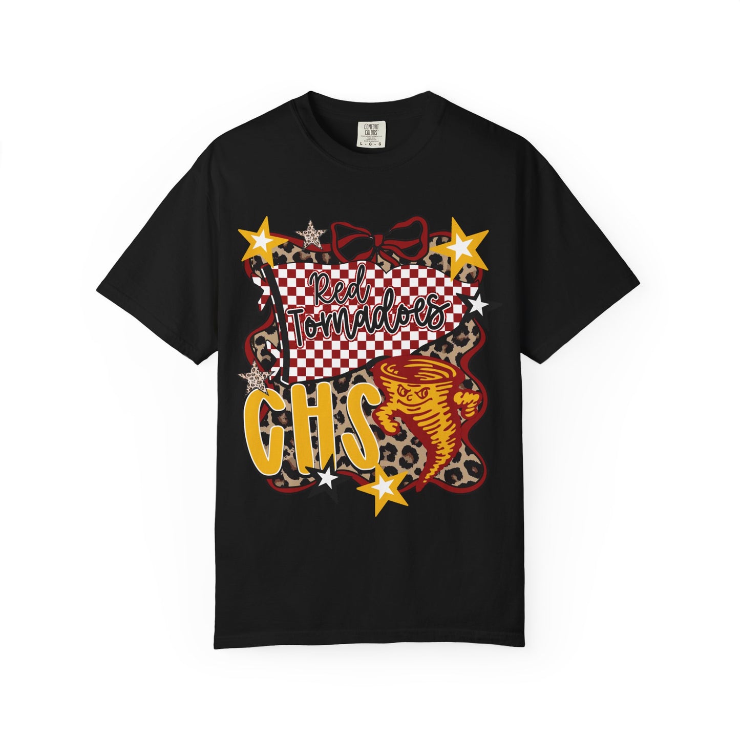 Clinton Red Tornadoes Leopard Print Comfort Colors Tee