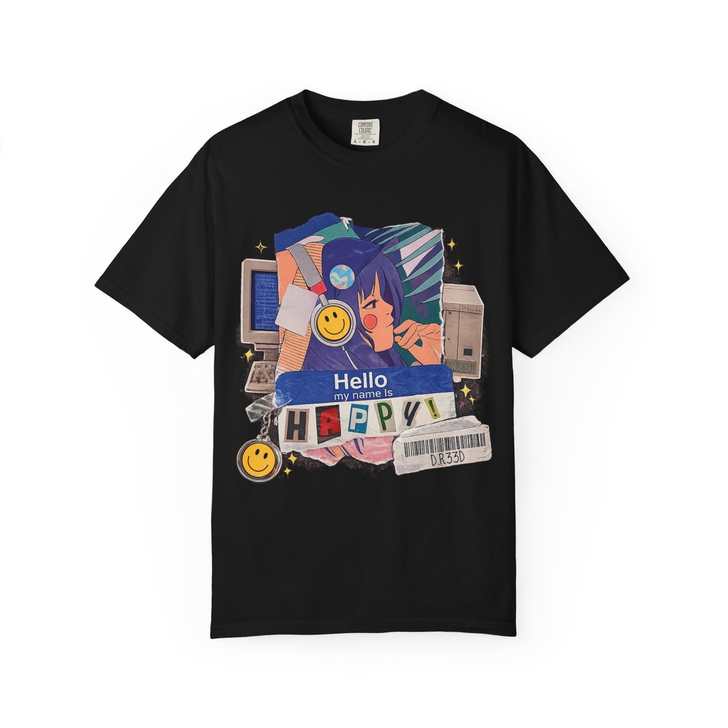 D.R33D Hello my Name is Happy Comfort Colors Front Only