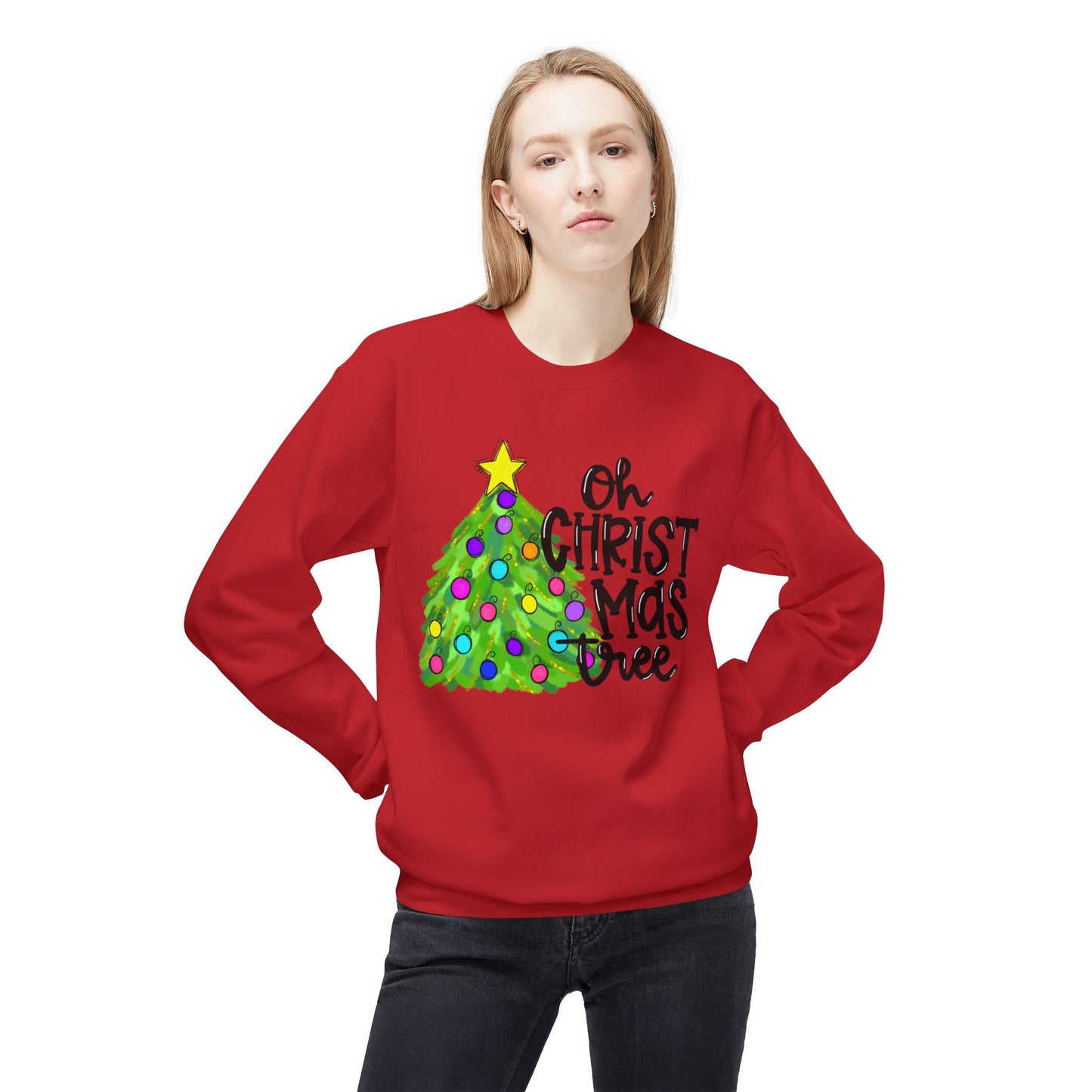 Oh Christmas Tree Unisex Midweight Softstyle Fleece Crewneck Sweatshirt
