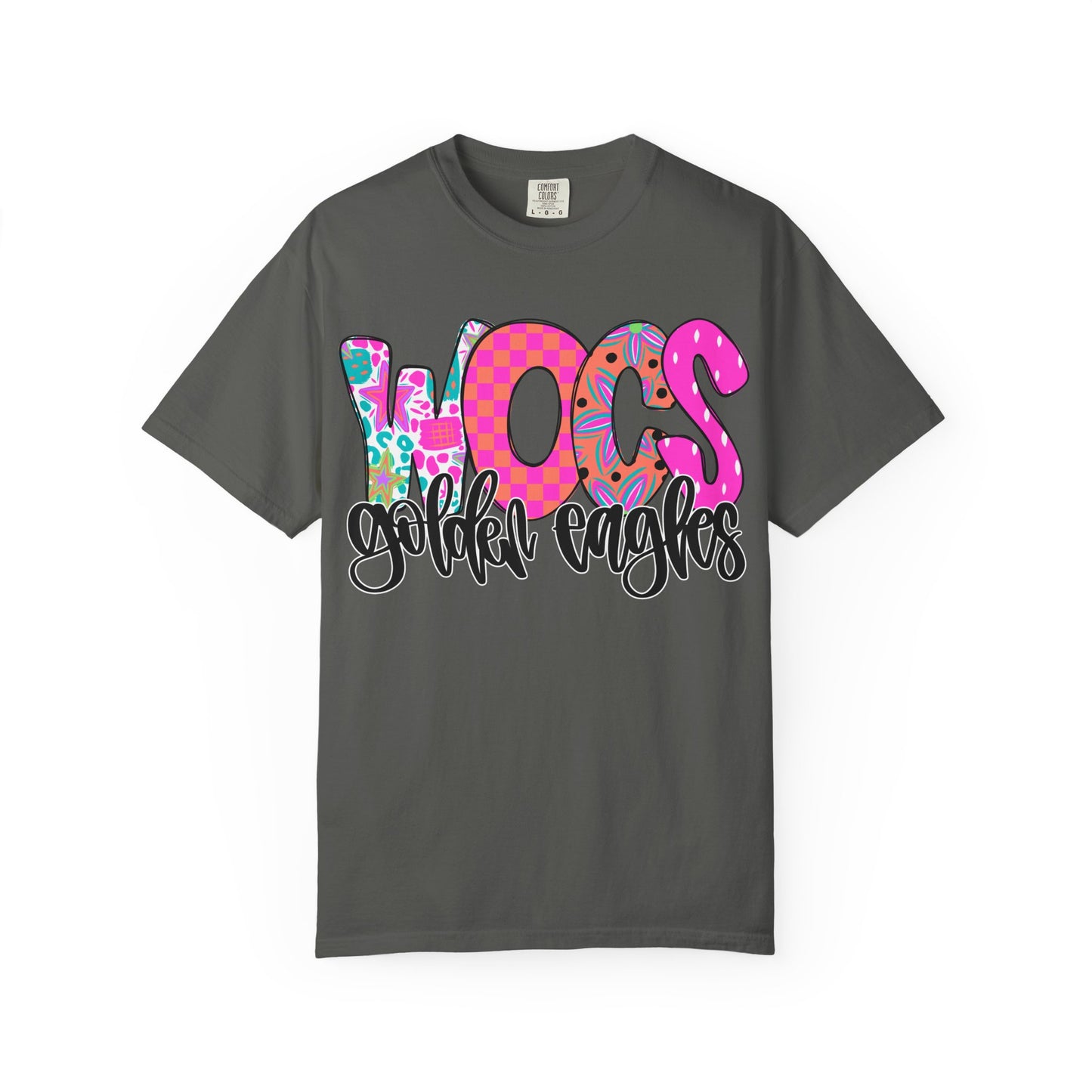 WOCS Golden Eagles Script comfort colors tee