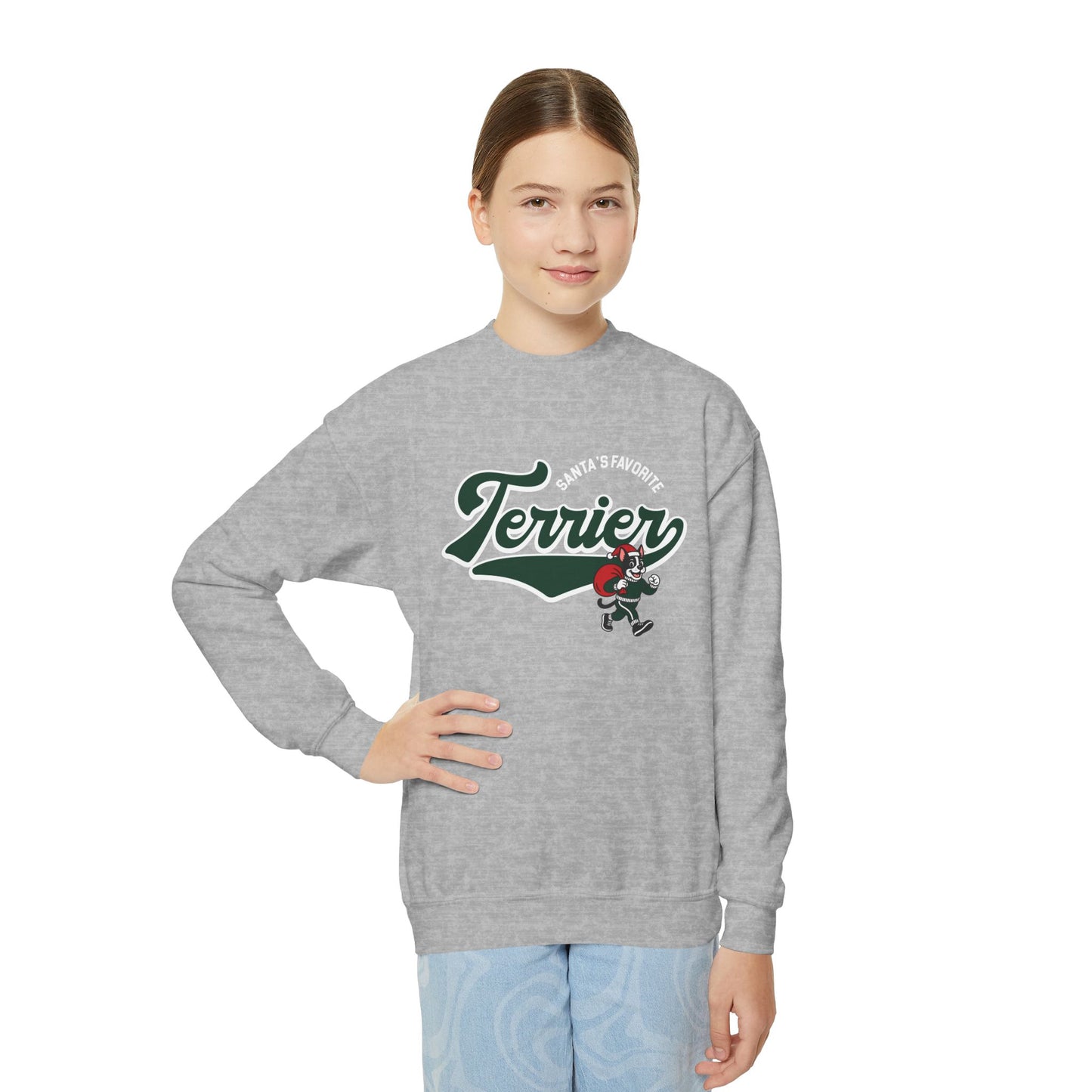 Youth Santa's Favorite Terrier Crewneck Sweatshirt