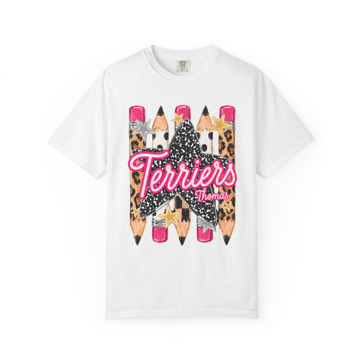 Thomas Terriers Pencil Tee Comfort Colors