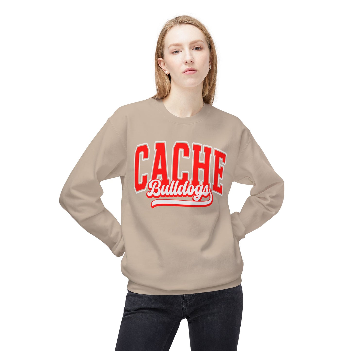 Cache Bulldogs Unisex Midweight Softstyle Fleece Crewneck Sweatshirt