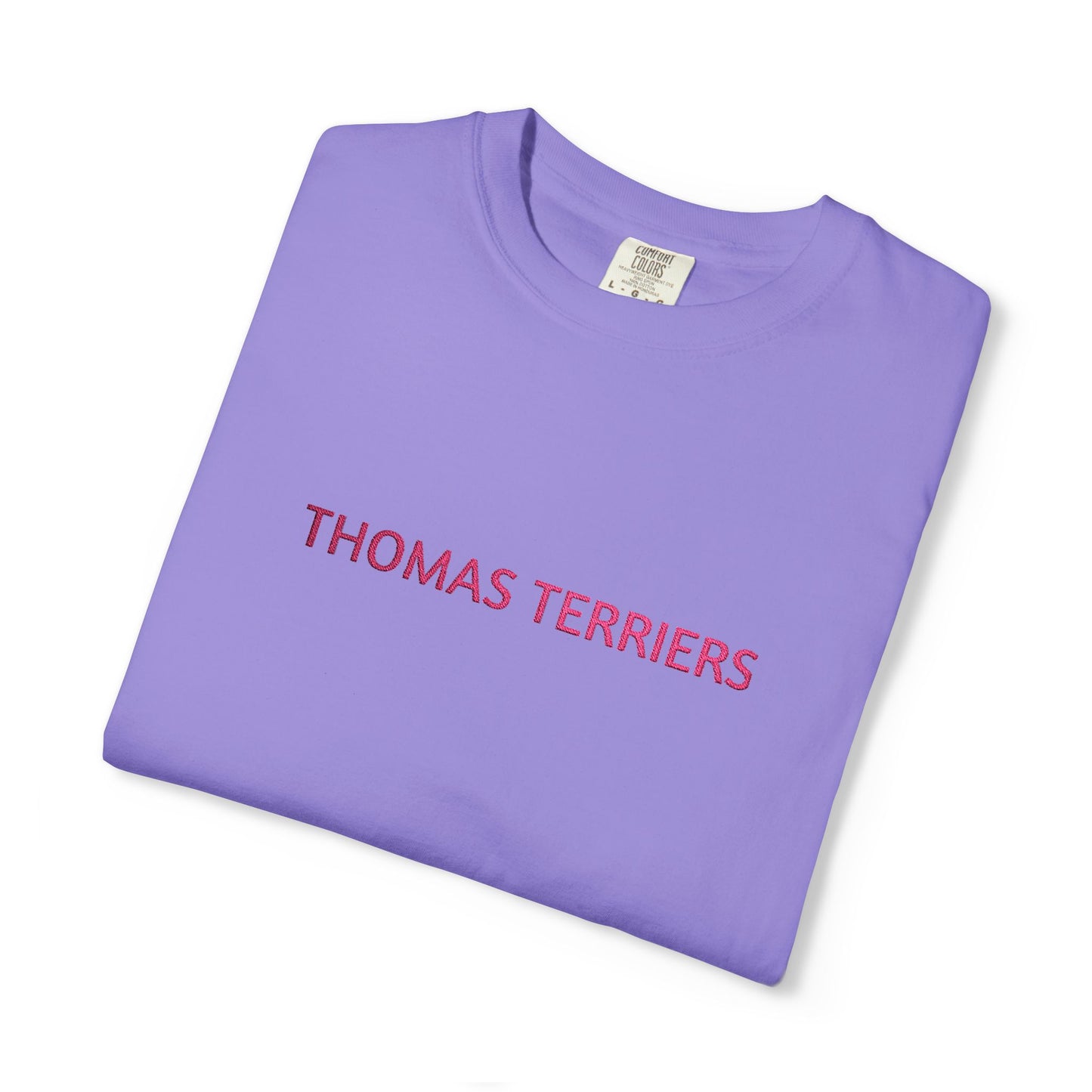 Embroidered Hot Pink Thomas Terriers Comfort Colors Tee