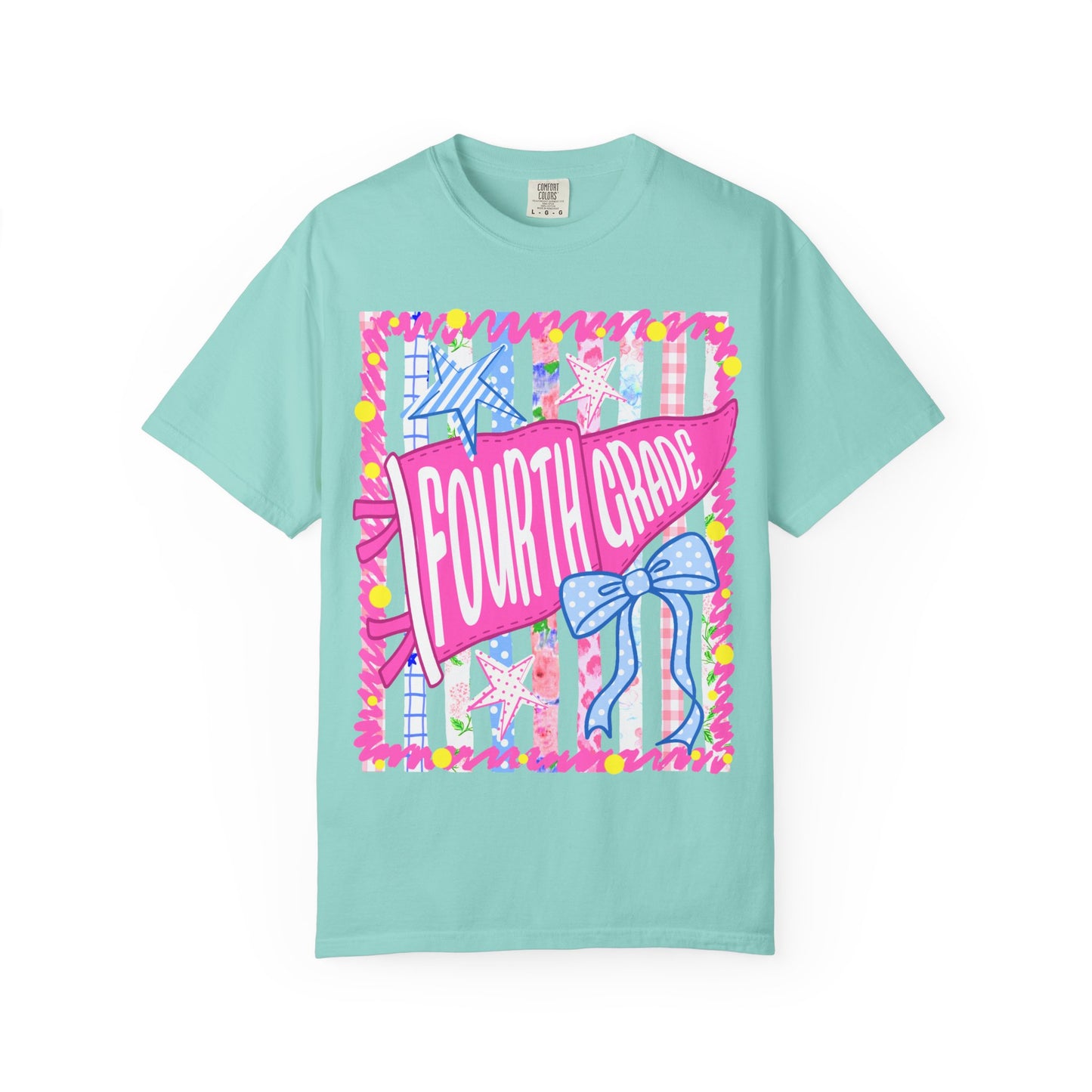 Fourth Grade Pennant Flag Stripes Comfort Colors