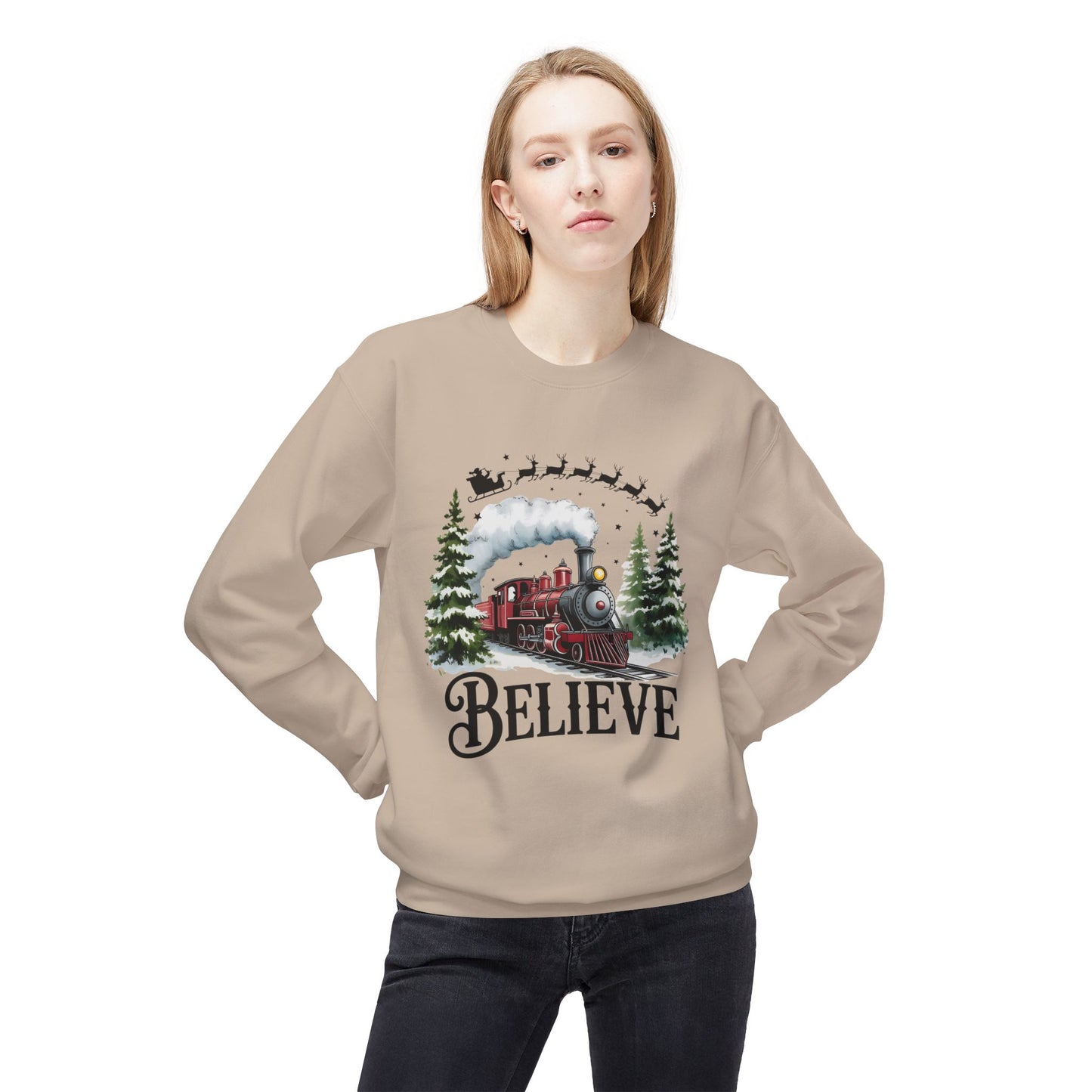 Christmas Believe Softstyle Fleece Crewneck Sweatshirt