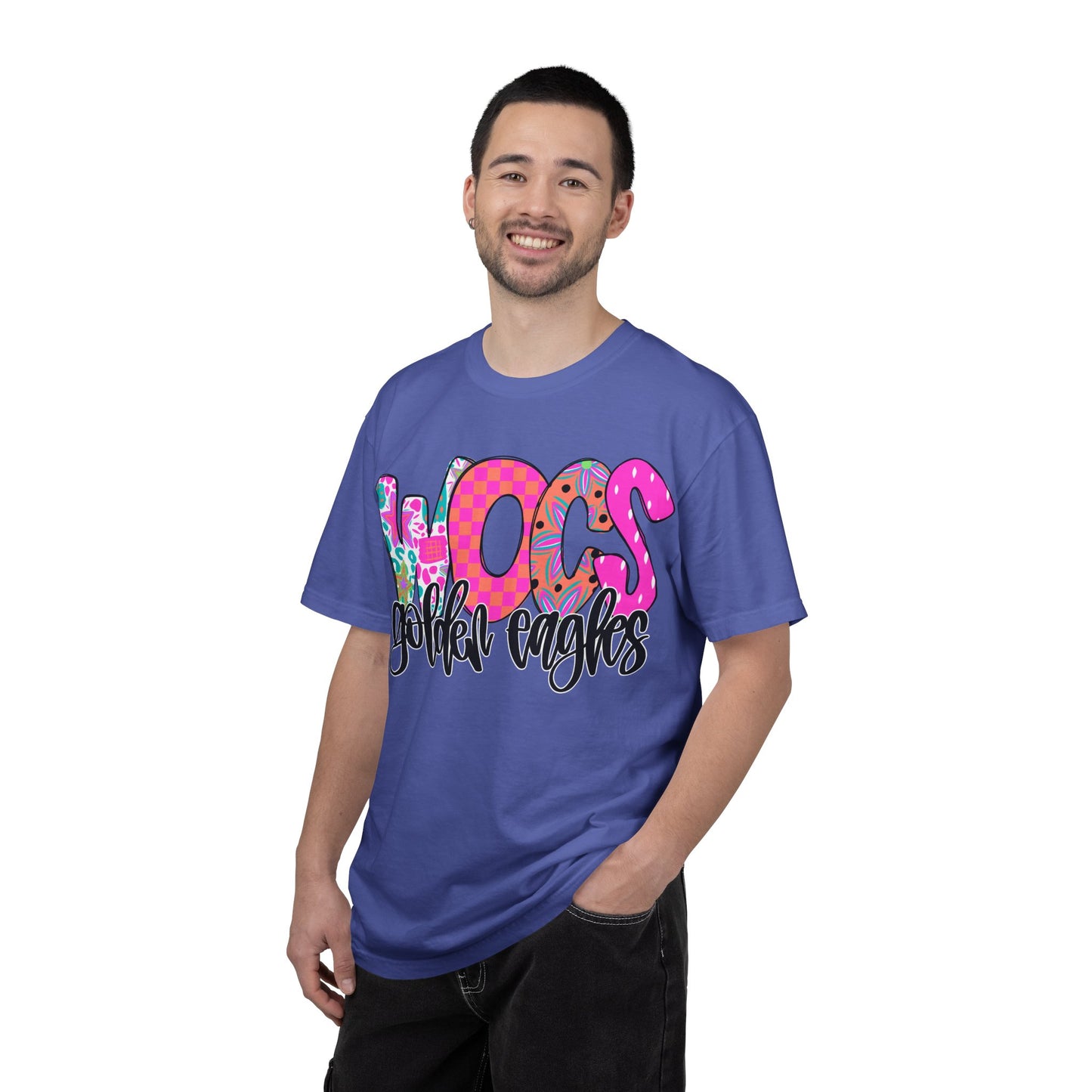 WOCS Golden Eagles Script comfort colors tee