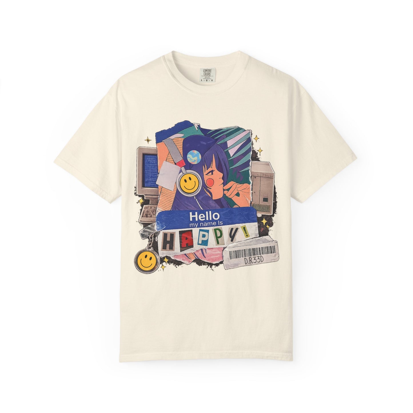 D.R33D Hello my Name is Happy Comfort Colors Front Only