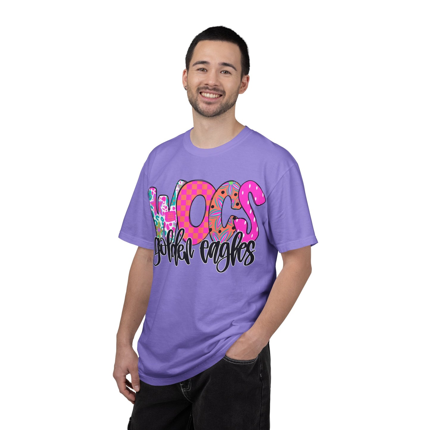 WOCS Golden Eagles Script comfort colors tee