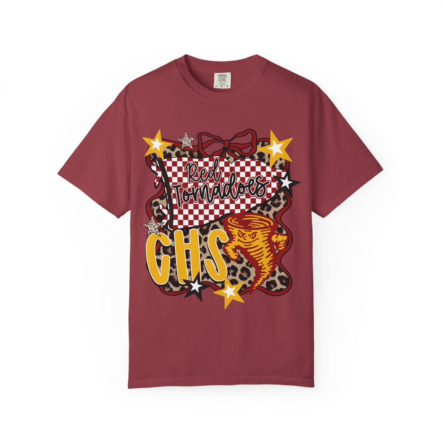 Clinton Red Tornadoes Leopard Print Comfort Colors Tee