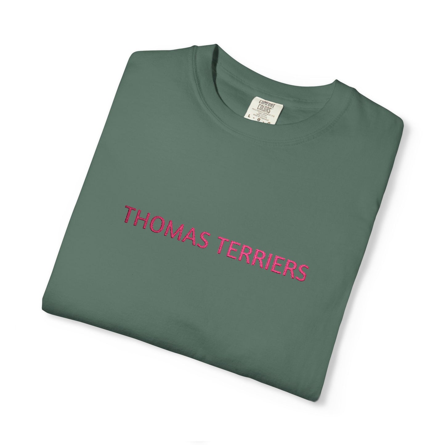 Embroidered Hot Pink Thomas Terriers Comfort Colors Tee