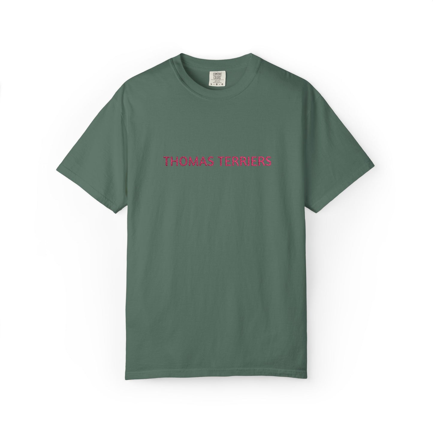 Embroidered Hot Pink Thomas Terriers Comfort Colors Tee