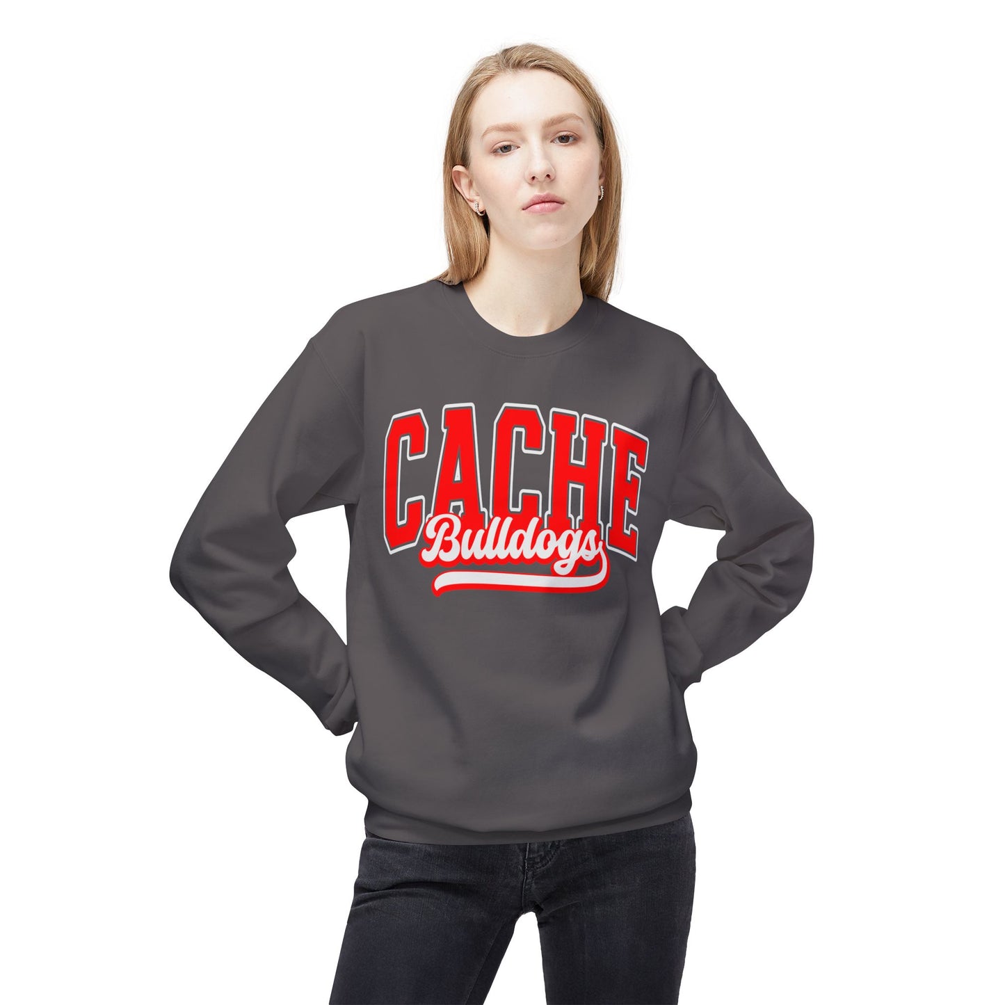 Cache Bulldogs Unisex Midweight Softstyle Fleece Crewneck Sweatshirt