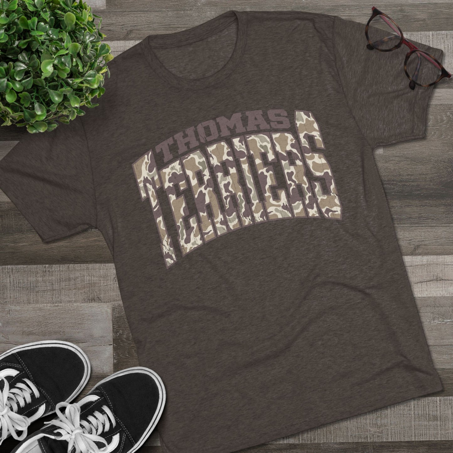 Camo Thomas Terriers Tri Blend Tee