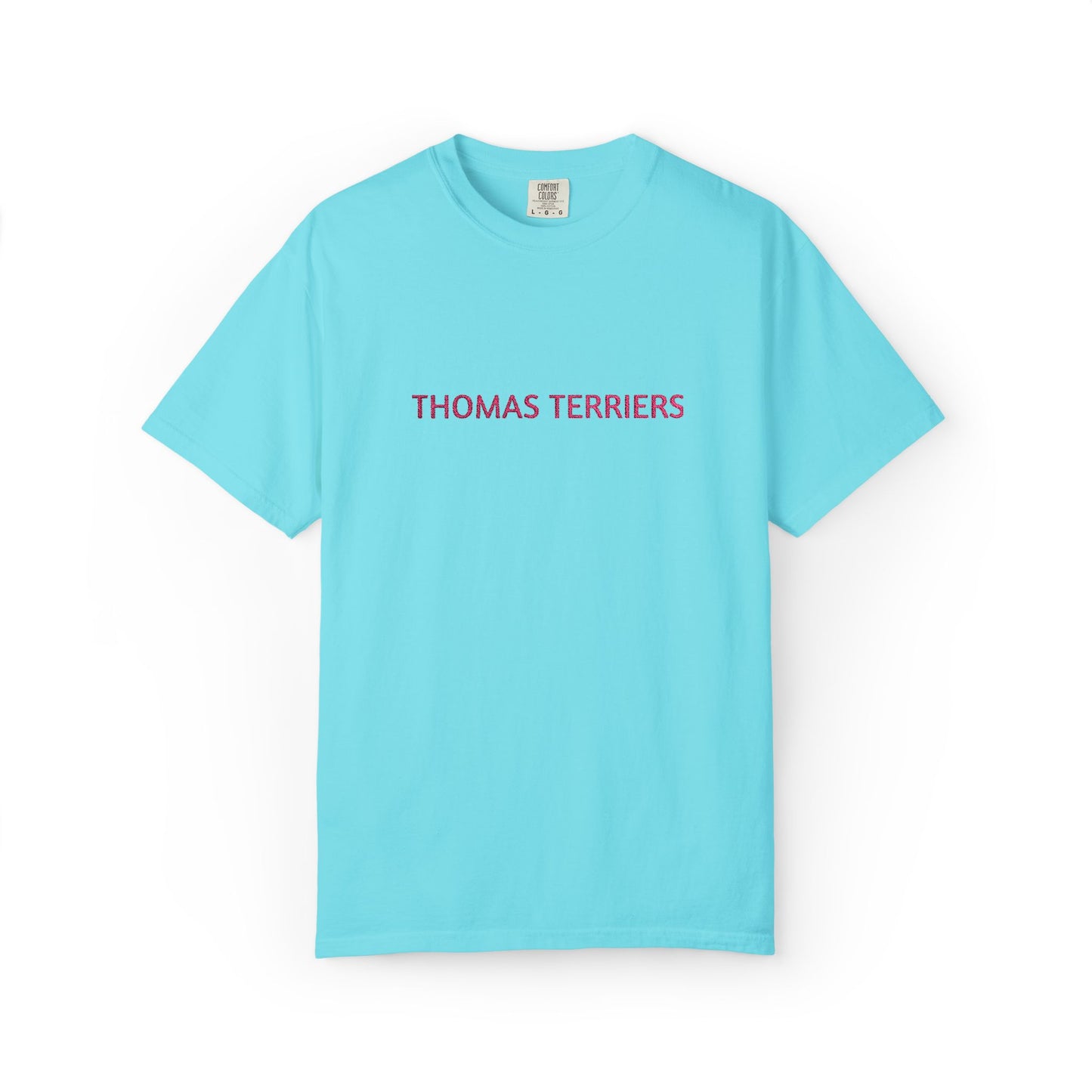 Embroidered Hot Pink Thomas Terriers Comfort Colors Tee